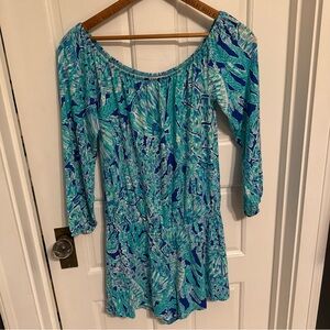 Lilly Pulitzer med one piece long sleeve top and shorts romper